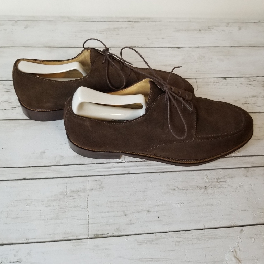 Vito Rufolo Brown Suede Italian Leather Lace Up Dress Oxfords